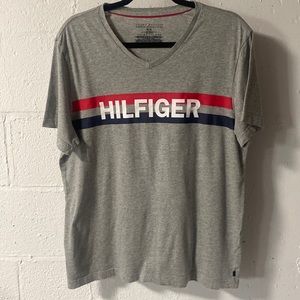 Tommy Hilfiger Grey Logo V-Neck (Medium,Like New)